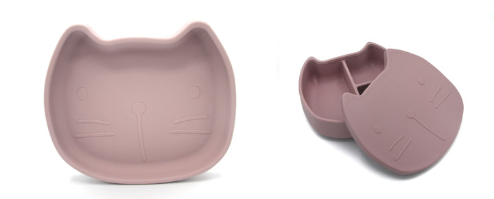 Boîte à lunch, assiette avec base à ventouse en silicone en Dusty Mauve