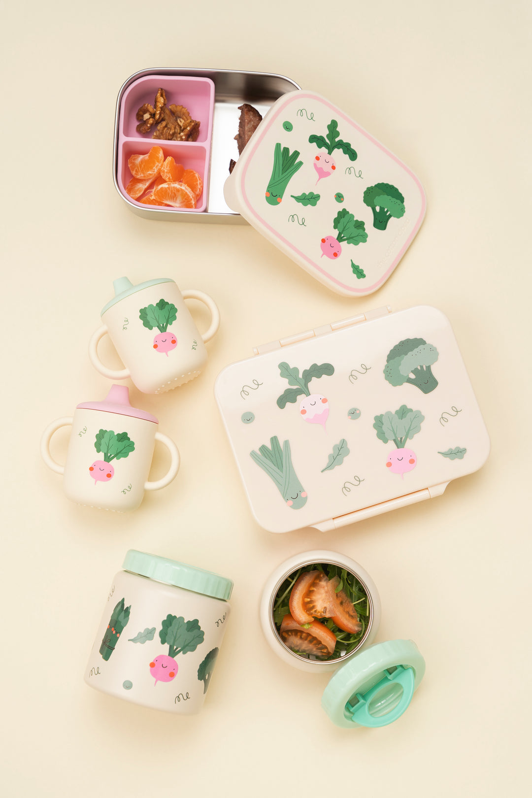 Trinklernbecher Veggie Pals 2er-Set aus Silikon