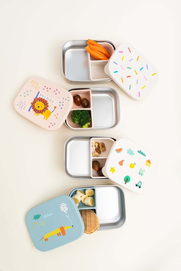 Rainbow stainless steel lunch box with removable compartments