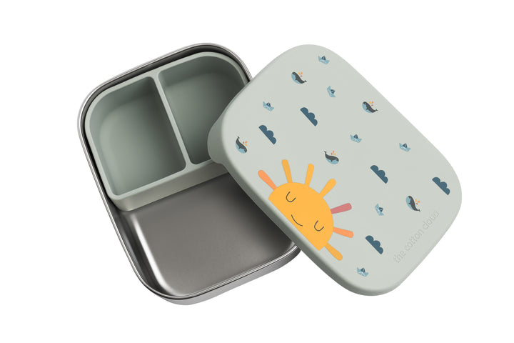 Stainless steel origami lunch box with removable compartments